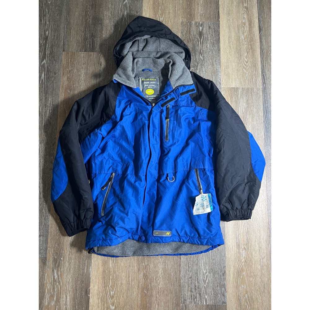 Polar Edge Board Jacket Mens Medium‎ Blue Black Excellent Fleece Lined Hooded